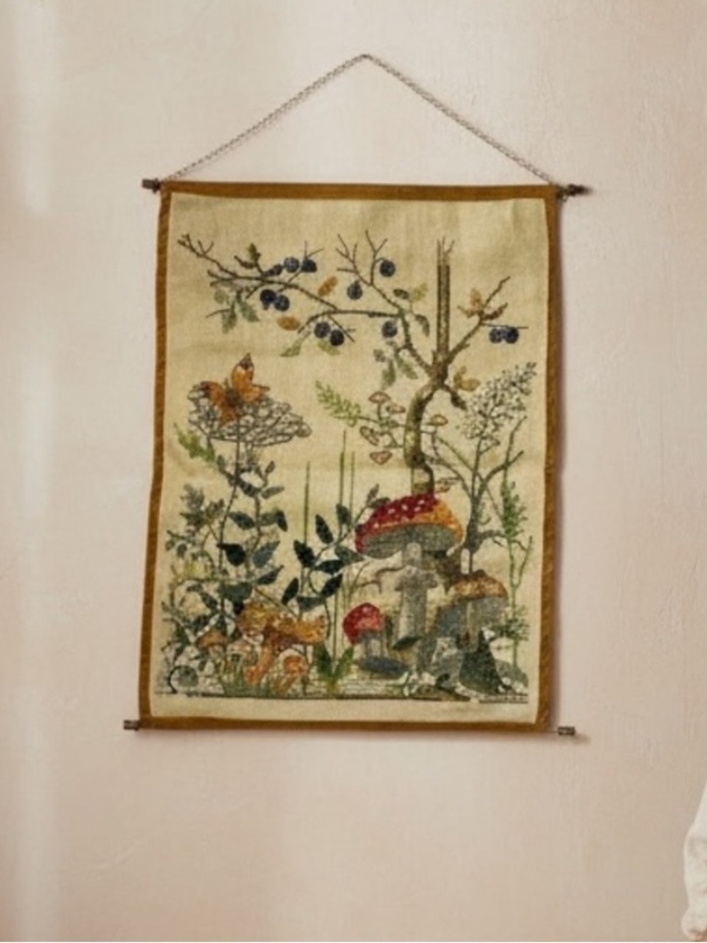 Finished Cross Stitch Wall Hanging Permin of Copenhagen "Forest Floor" Handmade‎